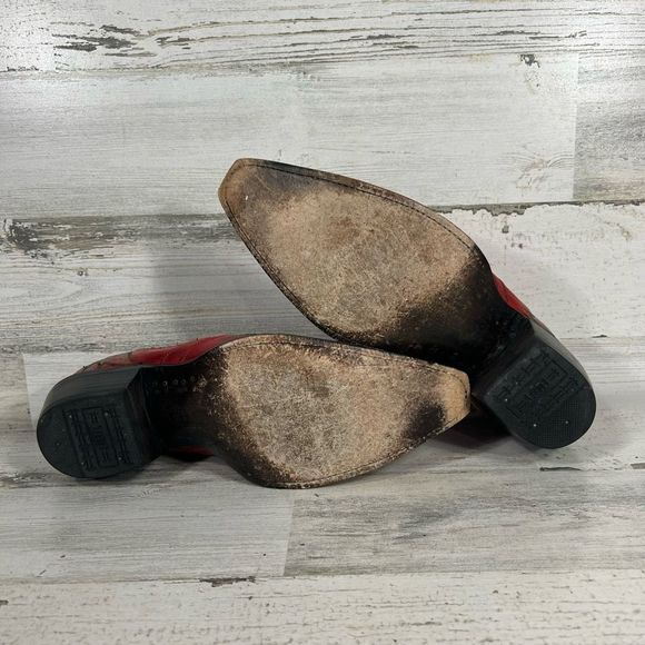 Corral Red Leather Ankle Boots - Picture 6 of 7